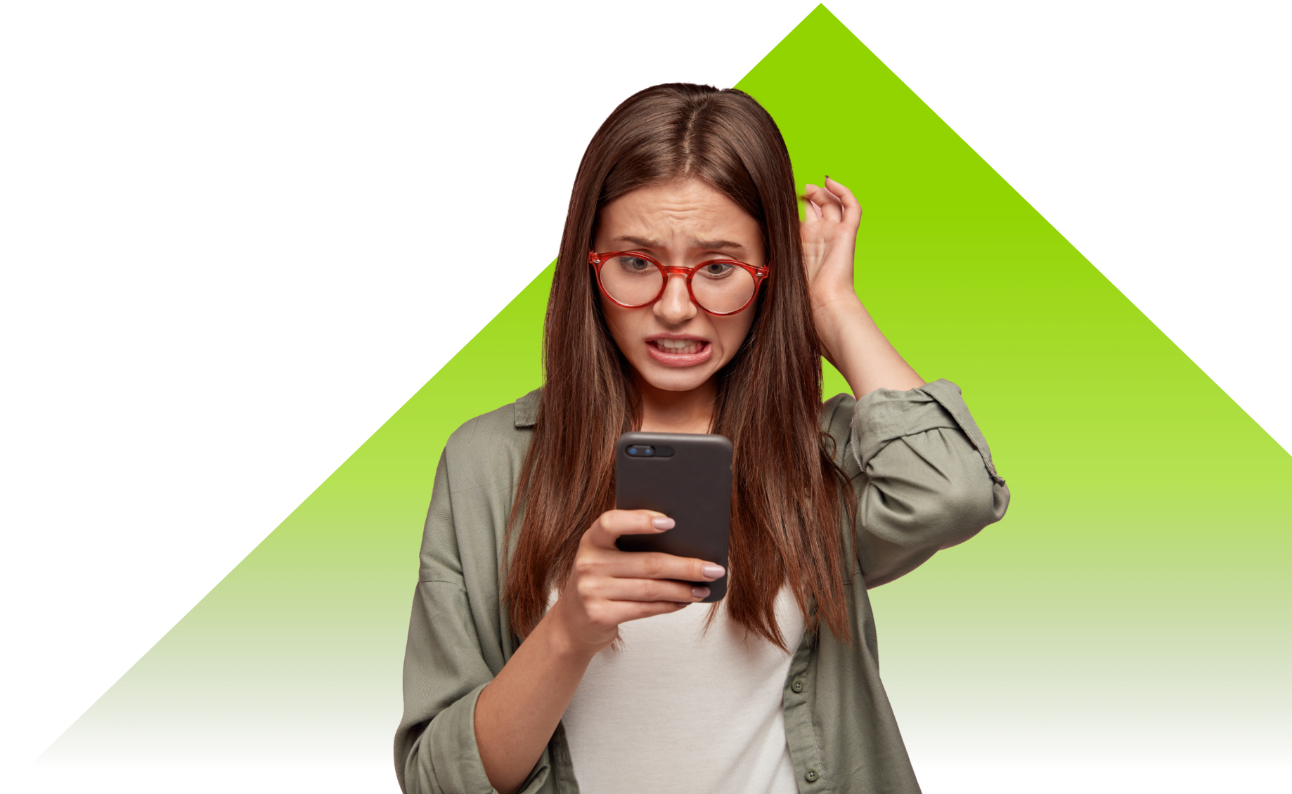 Desktop-Banner-Image person scratching their head looking at their phone with a shocked expression